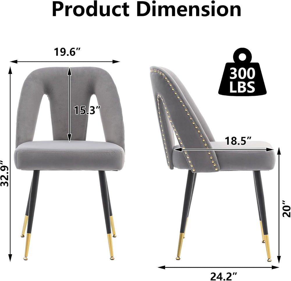 Aoowow Modern Dining Chairs Set of 6, Velvet Upholstered Side Chairs with Nai...