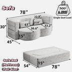 2 in 1 Convertible Folding Sofa Bed, Teddy Fleece Lazy Lounge Sofabed, Foam Folding Floor Sofa Bed, 78" Full Size Memory Foam Couch for Living Room Guestroom, No Assembly Required Sofabed (Brown)