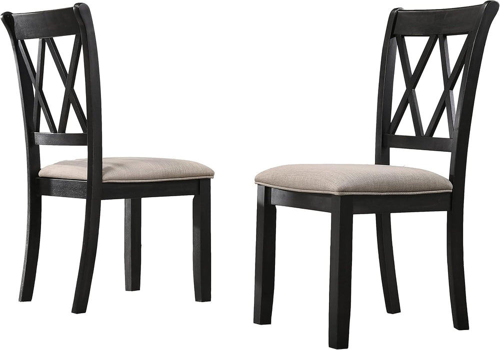 Roundhill Furniture Windvale Fabric Upholstered Dining Chair, Set of 2, Black