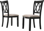 Roundhill Furniture Windvale Fabric Upholstered Dining Chair, Set of 2, Black