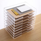 SANRUI Stackable Paper Tray,Acrylic File Organizer,Paper Tray Organizer for Desk,Clear Office Desk Organization for Office, Home or School，2 Tier
