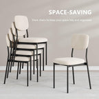 Modern Dining Chairs Set of 4, Stackable Upholstered Dining Room Chairs, Kitchen Chairs w/Soft Velvet Backrest & Sturdy Metal Legs for Living Room, Restaurant, Cream Beige