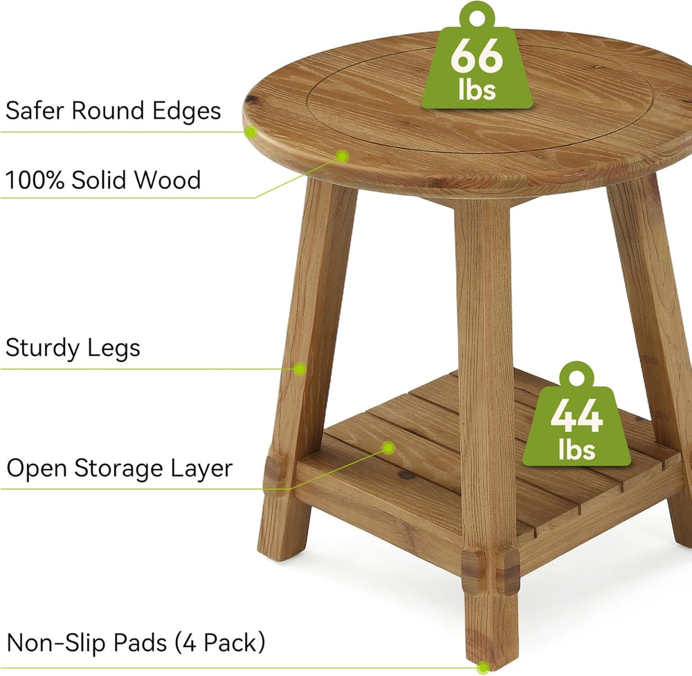 LITTLE TREE End Table for Living Room, 2-Tier Sofa Couch Table with Storage, ...