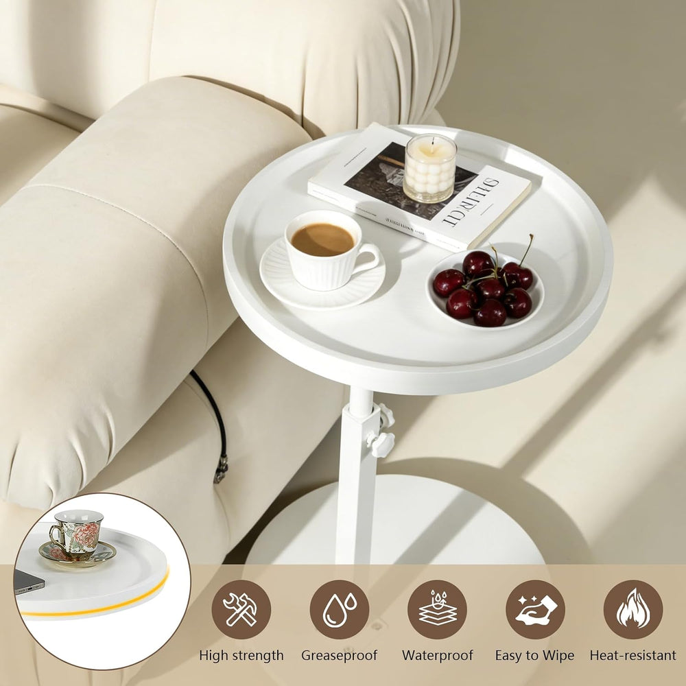 YYW C Shaped End Table Adjustable Height, 360°Swivel TV Tray Table for Small ...