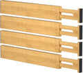 FUSHITON Bamboo Drawer Dividers 17"-22" Adjustable Expandable Drawer Organizers Spring Loaded Drawer Separators for Kitchen Dresser Bathroom Bedroom Office Storage, 4 Pack