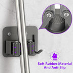 Broom Holder Wall Mount Screw Drilling, Sturdy Heavy Duty Stainless Steel Mop Gripper Rack Perforated, Perfect for Laundry Room Organizer, Fit with Laundry Kitchen Garage Garden Storage System