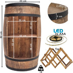 Fassbar L.E.D. with Wine Holder Wine Rack - Wooden Barrel Home Bar 80 cm Rustic Decorative Bar Cabinet Wine Stand - Barrel Beer Wine Bottle Stand - Bar Whisky Gift (Dark Brown)