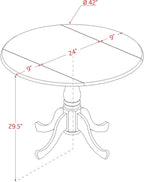 East West Furniture DLMZ3-AB6-50 3 Piece Dining Table Set Contains a Round Dining Room Table with Dropleaf and 2 Dark Gotham Grey Linen Fabric Upholstered Chairs, 42x42 Inch, Wirebrushed Black