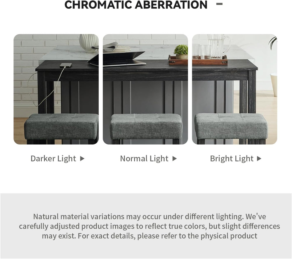 59" Industrial 4 Piece Bar Table Set with Built-in Power Outlet, Behind ...