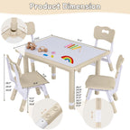 GITAWUSA Toddler Table and Chair Set, Height Adjustable-Upgrade Kids Table and 4 Chairs for Ages 3-8, Multi-Activity Toddler Play Table with Graffiti Desktop for Home/Daycare (4Chairs Beige)