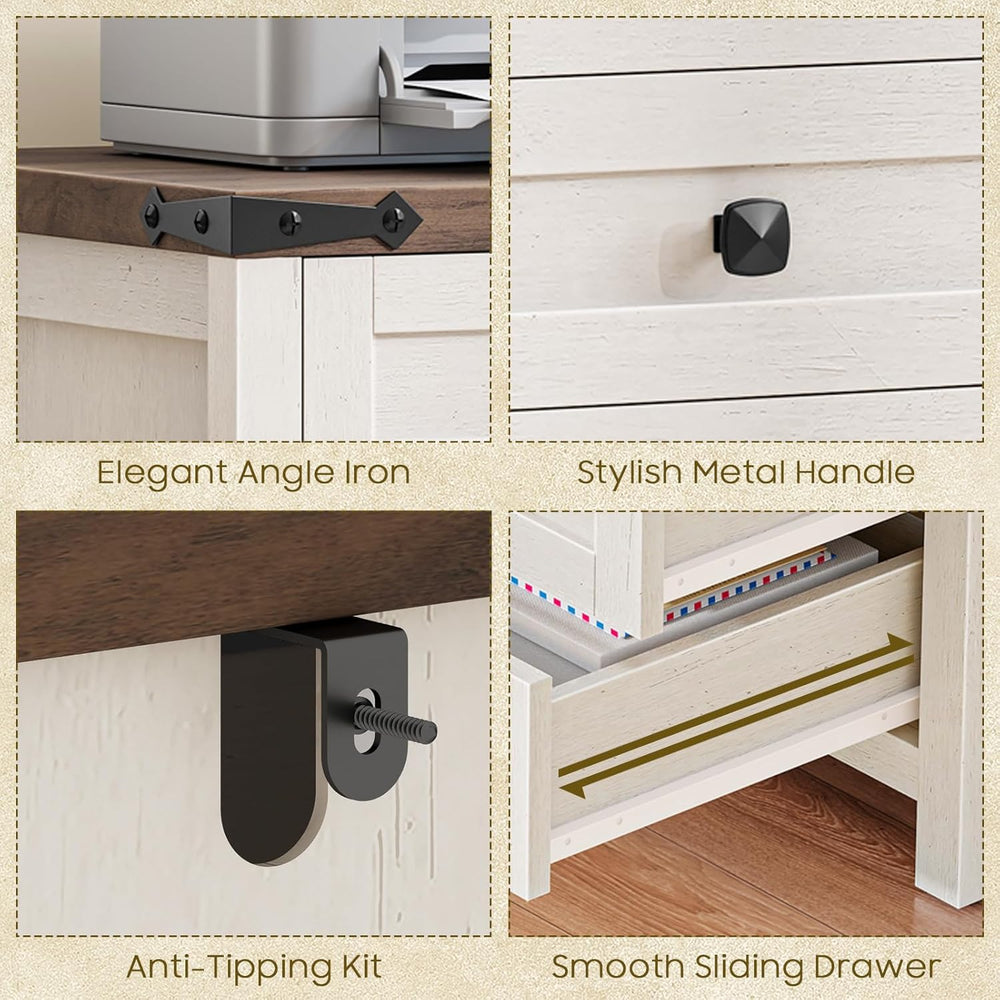 Halitaa 5 Drawer Small File Cabinet, Farmhouse Vertical Filing Cabinet | Unde...