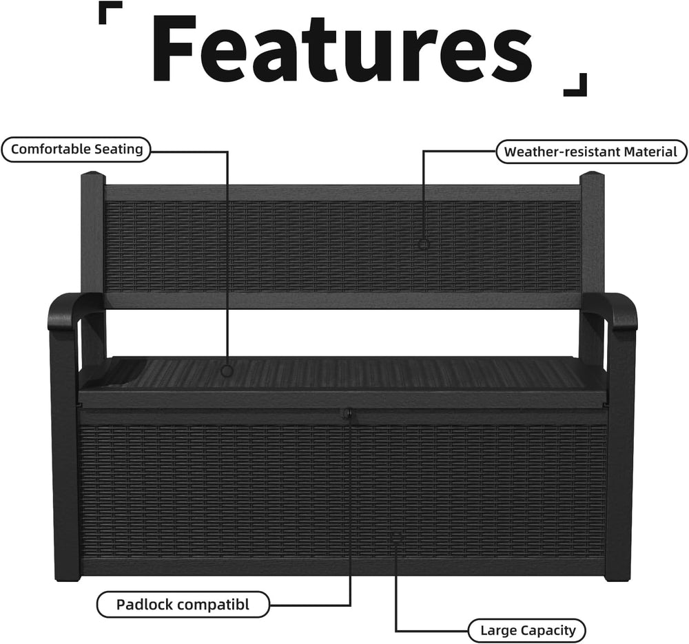 PatioZen 80 Gallon Outdoor Storage Bench Deck Box Waterproof Lockable,Outdoor...