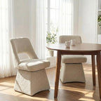 VKNOW Upholstered Swivel Dining Chairs, Modern Dining Room Chairs with Open Back, Chenille Fabric Kitchen Chairs for Dining Room, Living Room, Bedroom, Vanity, Khaki(1 Pack)
