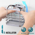 TAILI Patented Suction Cup Toothbrush Holder, Stainless Steel Anti-Puddling Shower Toothbrush Holder, No Drilling Removable Organizer for Bathroom Toothpaste, Razor, Kitchen and Office Items, Silver