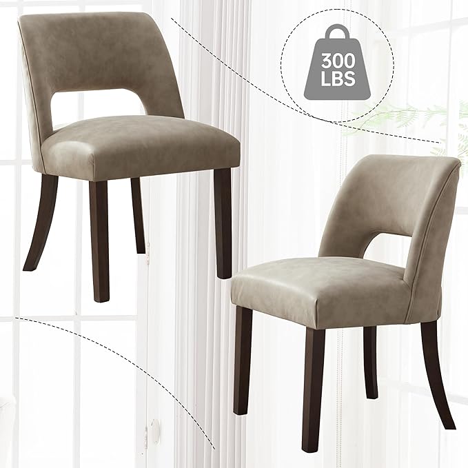 VKNOW Modern Dining Chairs Set of 6, Faux Leather Upholstered Dining Room Cha...