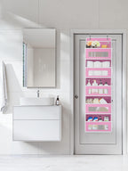 JARLINK Over The Door Organizer Storage, 5 Shelf Hanging Door Organizer with 5 Large Capacity Pockets, Anti Tilt 44 lb Load Behind Door Storage for Bedroom, Bathroom, Pantry, Nursery, (Pink)
