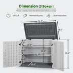 Macrout 25 Cu.Ft Small Plastic Outdoor Storage Cabinet with Shelves, 4.3 x 2.5 ft Waterproof Resin Outdoor Storage Shed with Floor, Lockable Horizontal Shed for Garden and Patio