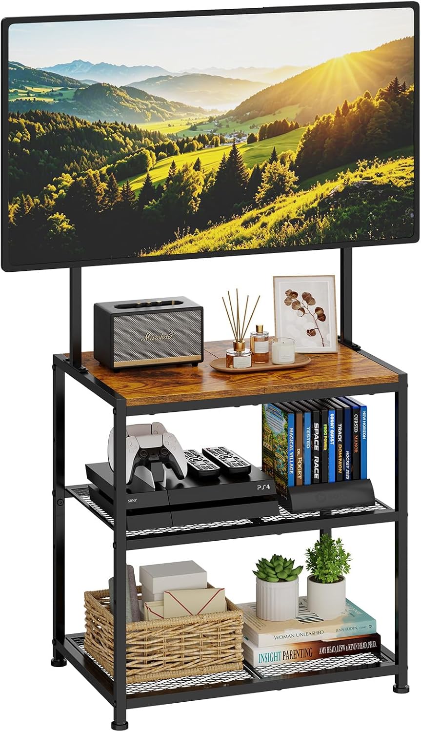 23 Inch to 50 Inch Floor Small Corner TV Stand with Storage Shelves for Livin...