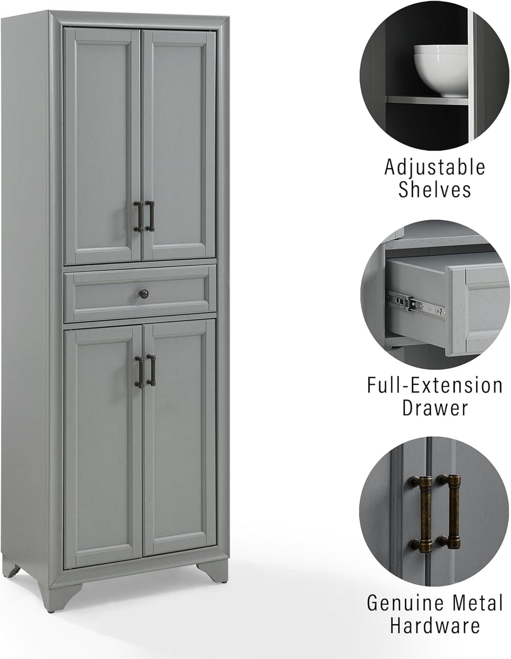 Crosley Furniture Tara Pantry Storage Cabinet with Shelves, Kitchen, Dining, ...