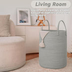 Large Woven Laundry Basket Hamper,100L Cotton Rope Storage Bin for Blankets,Toys and Clothes,Decorative Tall Nursery Hamper for Living Room,Baby Nursery,Bathroom and Bedroom,Grey