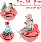 Kids Sensory Swivel Chair - Round Spinning Chair Seat for Balance, Coordination - Sensory Therapy Stool for Kids with Autism & ADHD - Active Indoor Play Set for Home & Classroom (Red)