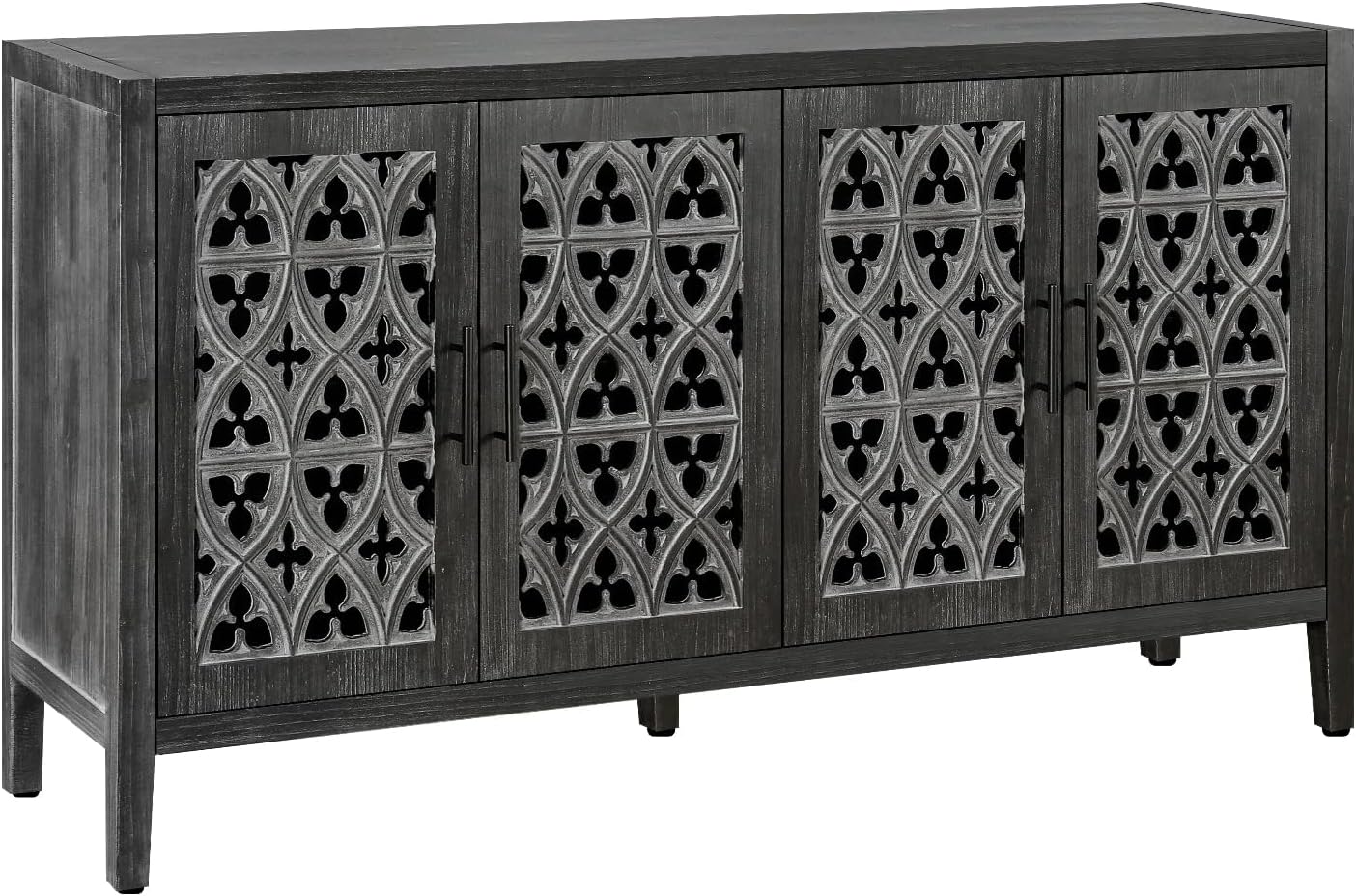 Buffet Sideboard Credenzas for Living Room, 60" Entryway Table with Storage Accent Cabinet, Hollow Carved Doors, Antique Black