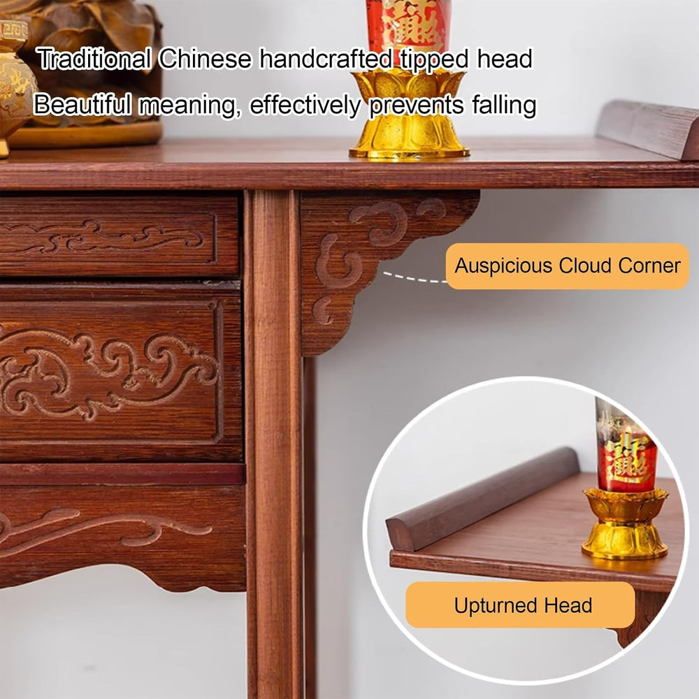 Personal Shrine Altar Table with Storage, Bamboo Meditation Altar Cabniat, Ch...