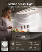 EZVALO 3-Pack Under Cabinet Lighting, 2000mAh Rechargeable Wireless Motion Sensor Lights, 62LEDs, 3 Color Temps, Dimmable, Timer, Magnetic, with Remote Control for Kitchen, Closet, Stair