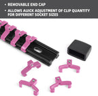 Socket Organizer Drive ABS Tools - Pink Socket Holder, Premium Quality 12 Pieces Socket Holders Kit 1/4-Inch x 64 Clips, 3/8-Inch x 60 Clips, 1/2-Inch x 48 Clips（12PC,Pink)