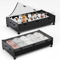 KITHELP Under Bed Storage with Wheels, Wooden Under Bed Drawers 2 Packs, Rolling Underbed Storage Containers Organizer with Handle Removable Lid, Heavy Duty Metal Frame for Clothes Shoe Books(Black)
