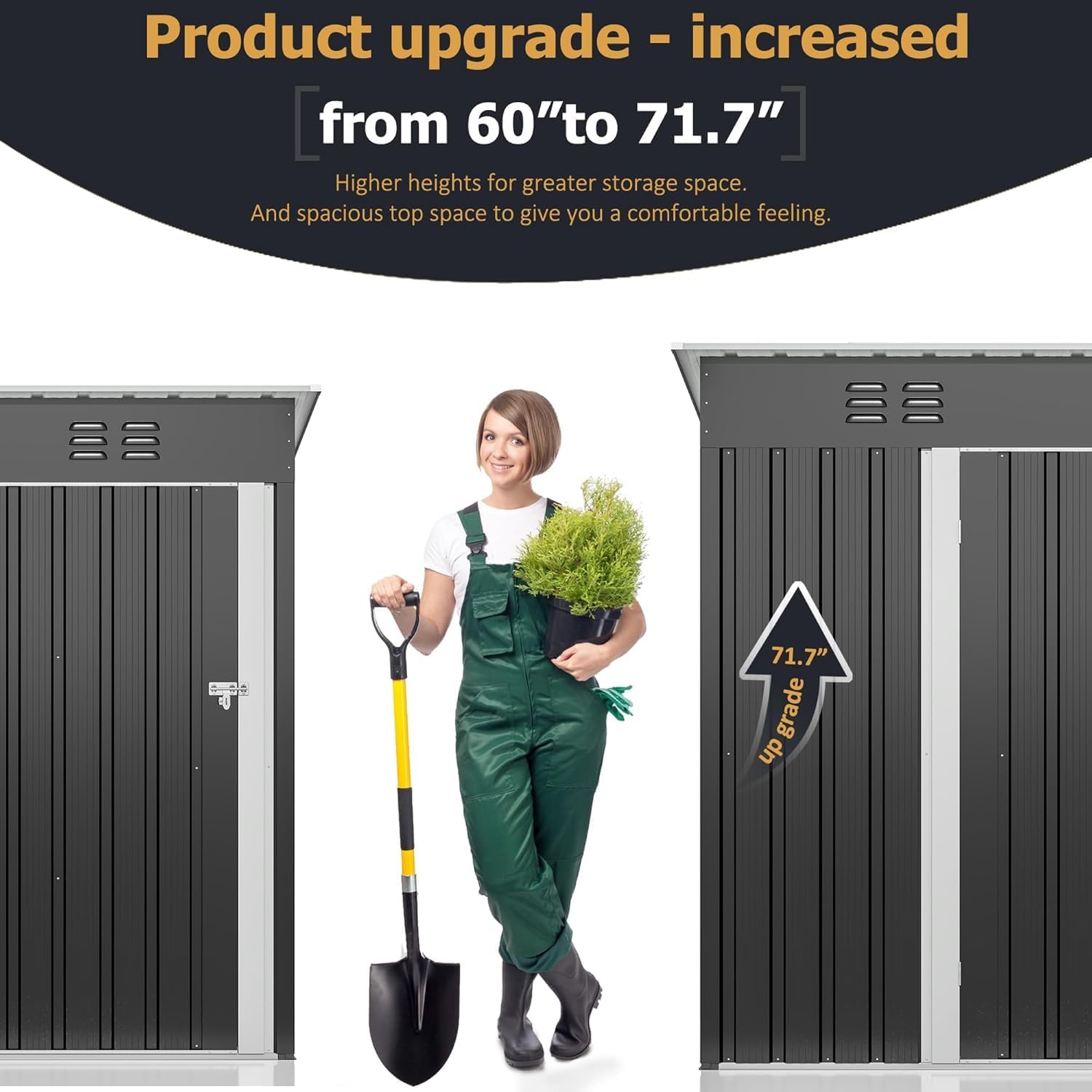Polar Aurora Outdoor Storage Shed, Metal Garden Shed with with Updated Frame Structure, Tool Sheds for Backyard Garden Patio Lawn (Black, 5x3 FT)