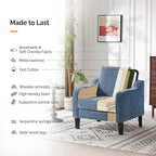 VINGLI Mid Century Modern Accent Chair,Navy Blue Chenille Chairs for Living Room Upholstered Armchair with Scooped Arms for Bedroom,Apartment,Studio,Office,Waiting Room