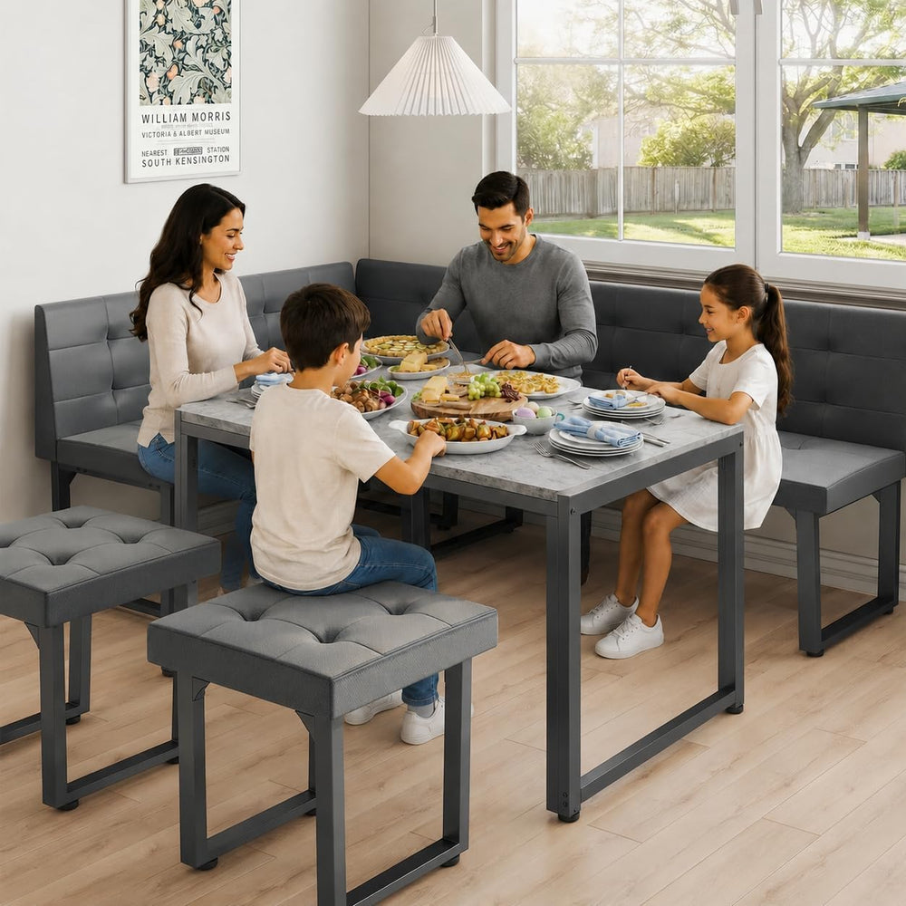 XIAO WEI Corner Dining Table Set for Small Spaces, 70 Inch Breakfast Nook wit...