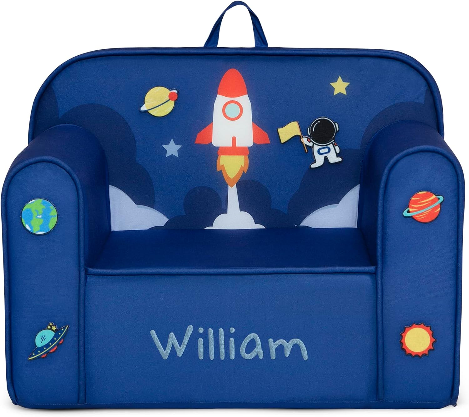 Delta Children Personalized Mix & Match Cozee Kids Chair with Interchangeable Patches, Space
