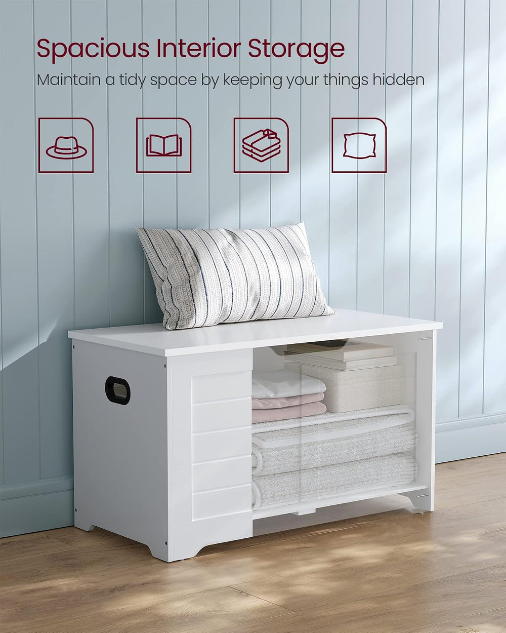 VASAGLE Storage Chest, 31.5 Inches Width Bench with 2 Safety Hinges | Farmhou...