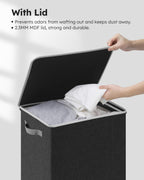 SOLEDI Laundry Hamper with Lid 90L Large & Tall Collapsible Laundry Basket, Clothes Hamper with Bag Removable Easy to Carry, Dirty Hampers for Bedroom, Bathroom, Dorm, College, Dark Grey