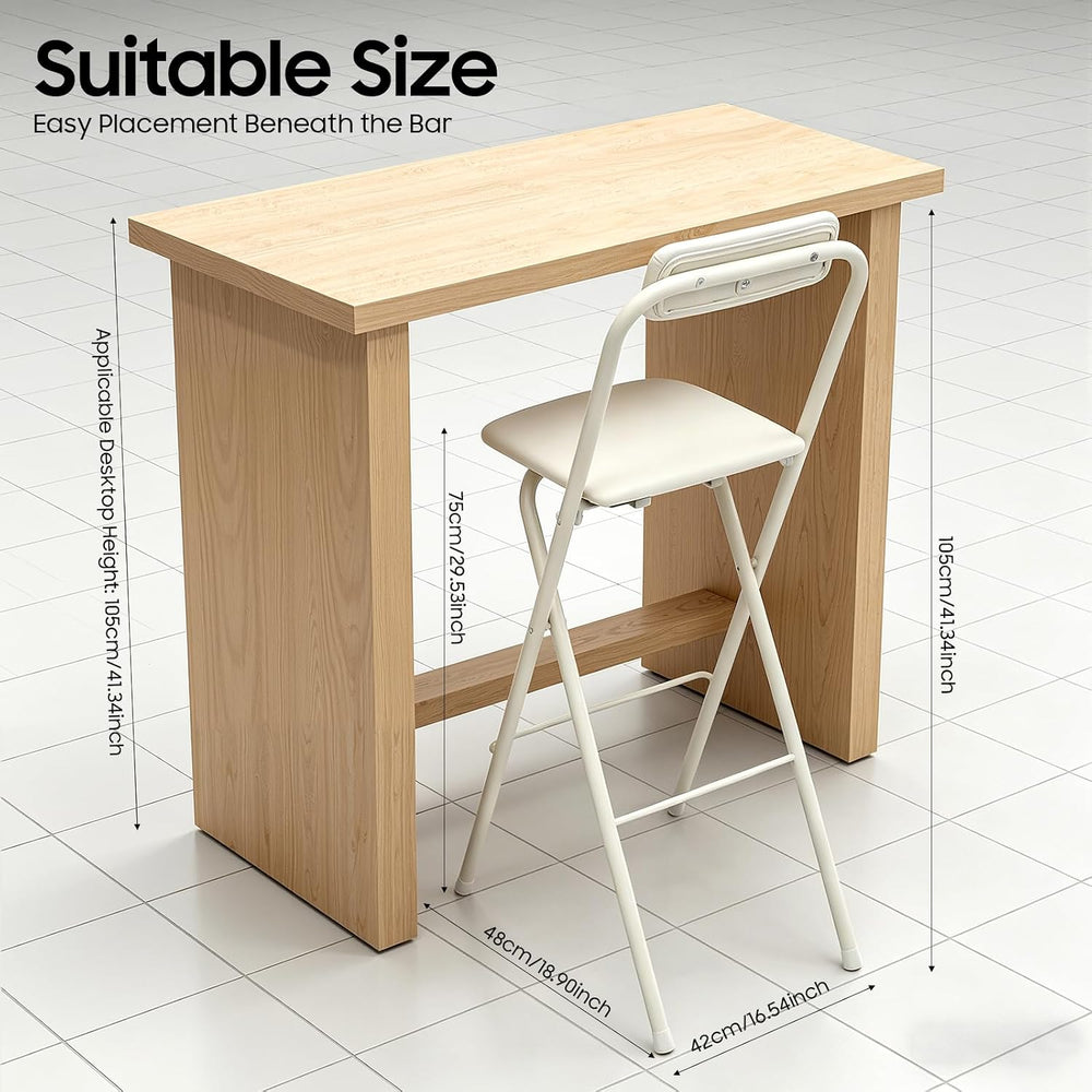 Folding Bar Stool with Backrest, 29.5 Inch Tall Foldable Stool Chair with Lea...