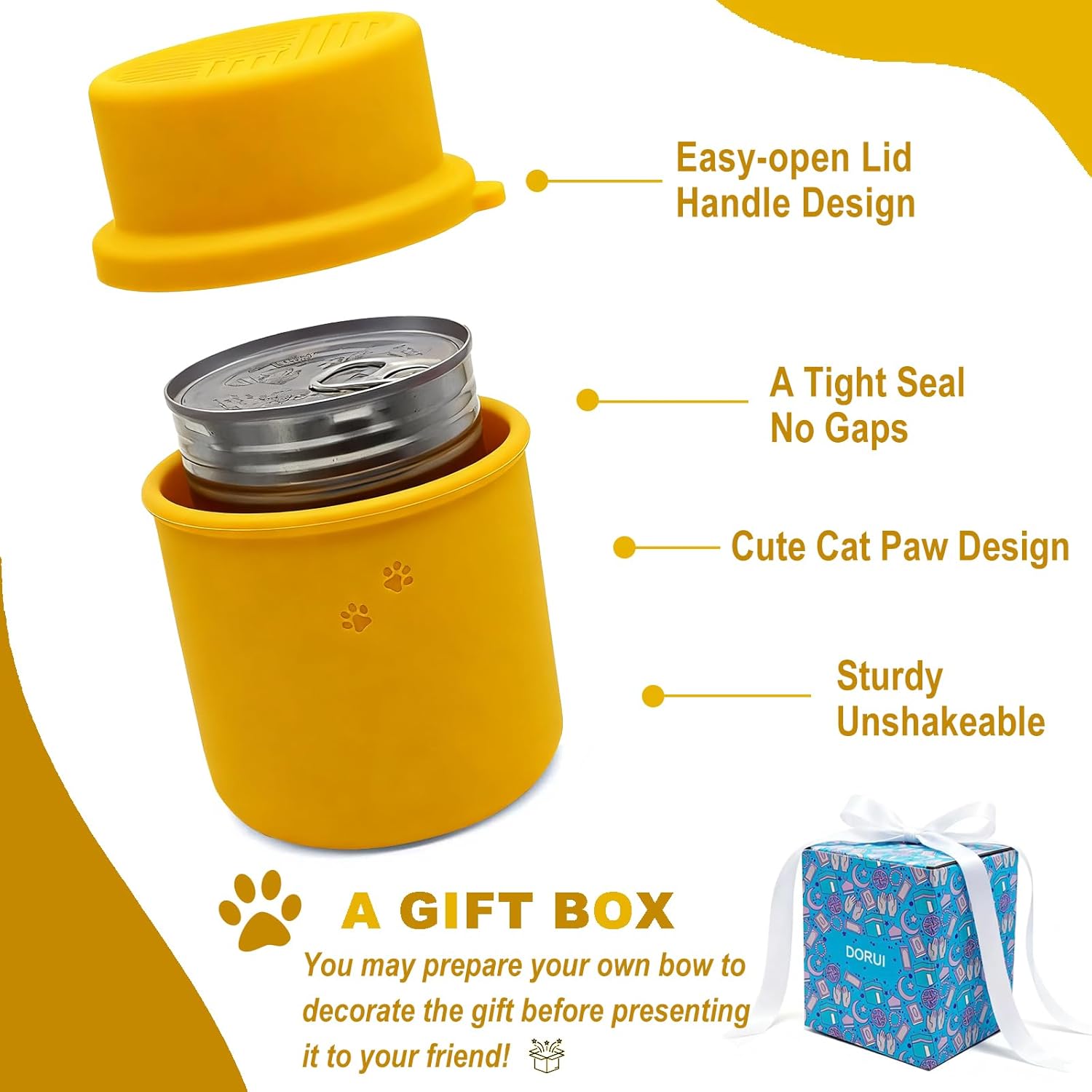 Original Canned Dog Food Storage Container | Silicone Can Cover Pet Food Sealer | BPA Free, Airtight, Dishwasher & Freezer Safe (Orange)