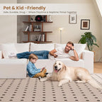 108" L-Shaped Boneless Couch, Modular Sectional Sofa with Moveable Ottoman, Corduroy Cloud Couches for Living Room, No Assembly, Ship in a Box, Beige