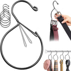 4 Pack Belt Hanger for Closet – Rust-Proof Belt Organizer & Tie Rack, Multi-Use Hanger for Scarves, Hats, Bags & Closet Accessories, Black
