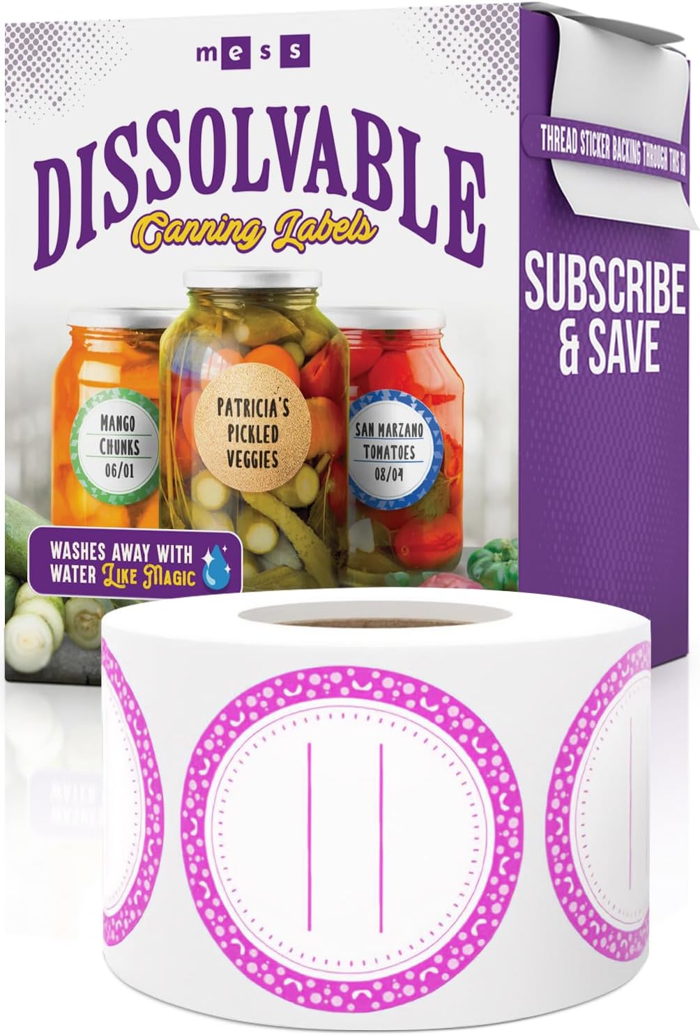 Canning Labels Dissolvable Stickers for Mason Jars and More (2" Round 200/roll) Canning Supplies Washes Off in Seconds Like Magic - Jar Labels Homemade Jam, Jelly, and More (Fuschia)
