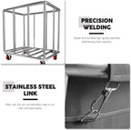 Commercial Laundry Cart on Wheels, 11.35 Bushels Large Roller with Removable Waterproof Canvas Lined Basket, Heavy Duty Stainless Steel for Hotels and Hospitals