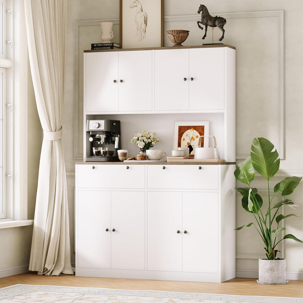 Garvee 71" Tall Kitchen Pantry Storage Cabinet with Charging Station, Fo...