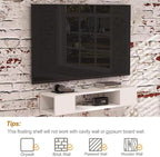 GHC Floating TV Stand, Wall Mounted Entertainment Center and Cabinet Shelf, Media Console for DVD Player, Space-Saving Under TV Shelf for Bedroom, Living Room (White)