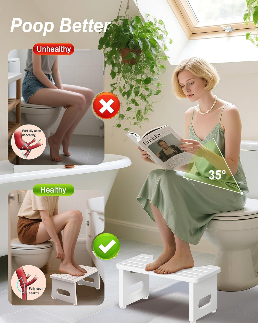 YOSE Squatting Potty for Adults, Foldable Bamboo Toilet Stool Squat Adult, No...