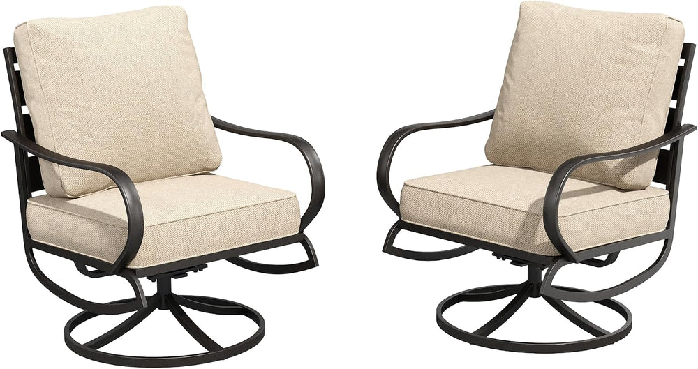 PHI VILLA Metal Swivel Patio Chairs Set of 2, High Back Steel Outdoor Chairs ...