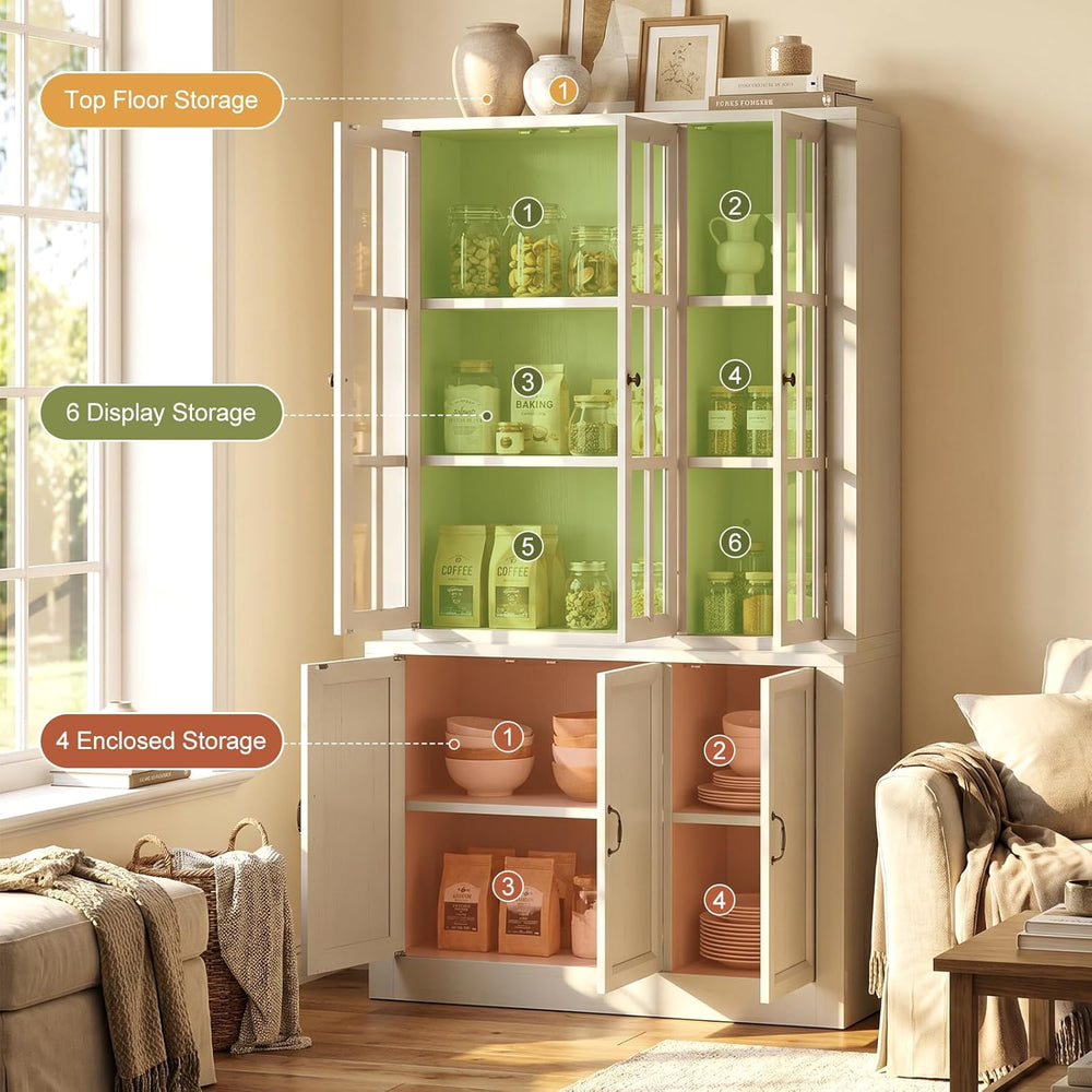80" Modular Kitchen Pantry Cabinet, 2-in-1 Freestanding Tall Pantry Cabi...