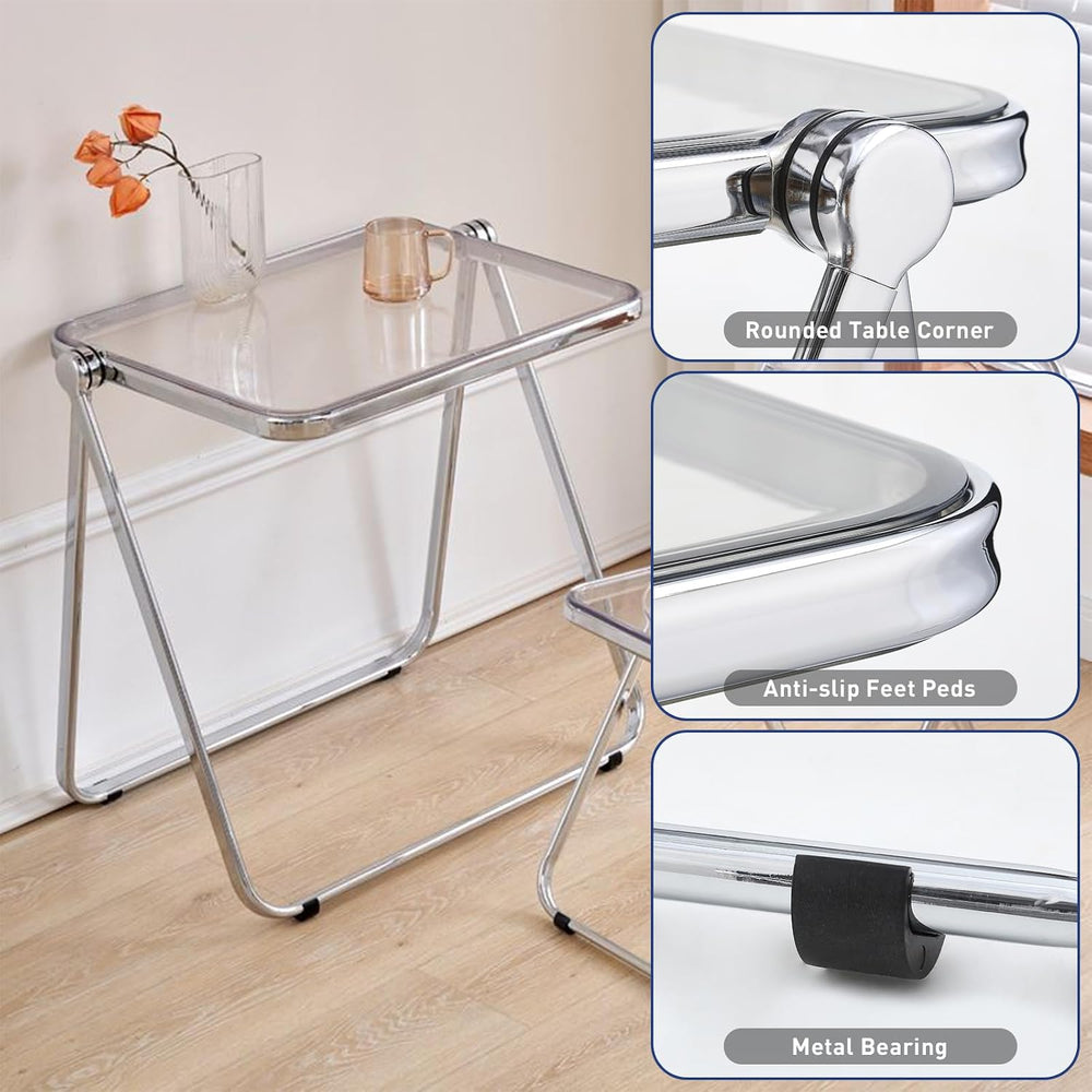 Black Acrylic Folding Tray Table, Sleek Small Foldable Writing Desk for Home ...