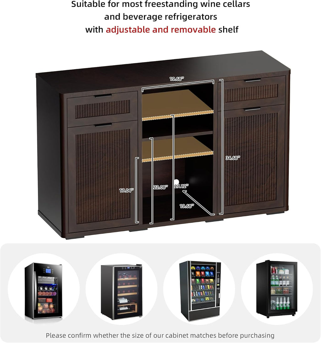 AHB Wine Bar Cabinet with Mini Fridge Space, Liquor Coffee Cabinet with Hidden Trash Cabinet, Buffet Sideboard for Living Room, Kitchen, Dining Room