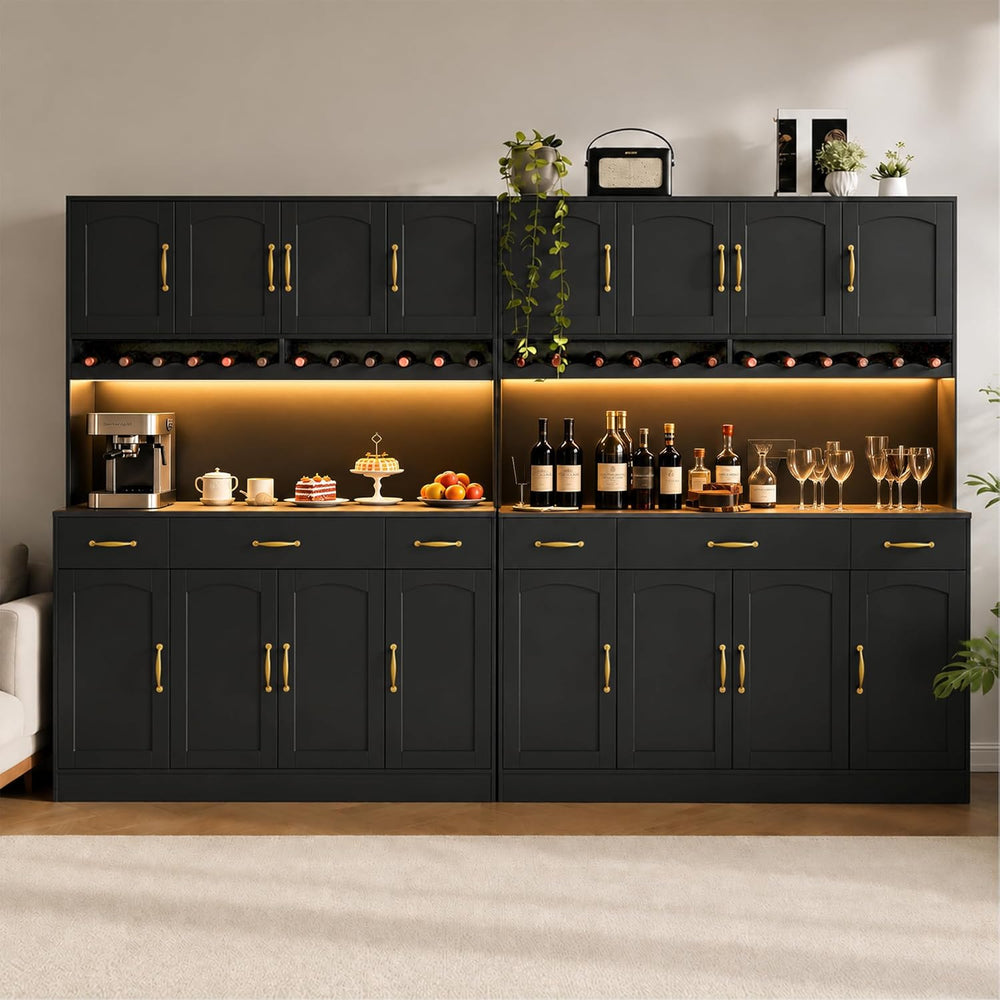 72" Tall Kitchen Pantry Cabinet with Charging Station 55" Wide Kitc...